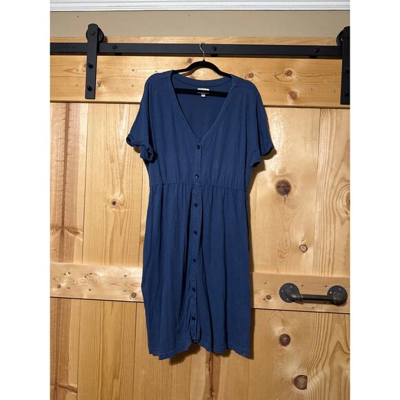 PACT Apparel Women's Fennel The Portside Button-Front Dress Size XL Navy Blue - Picture 1 of 5